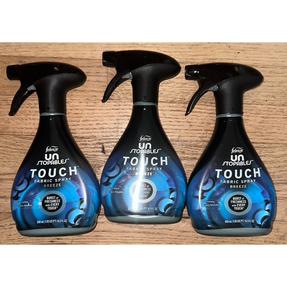(3) Febreze Unstopables TOUCH Fabric Refresher Spray BREEZE SCENT 16.9 Oz Each